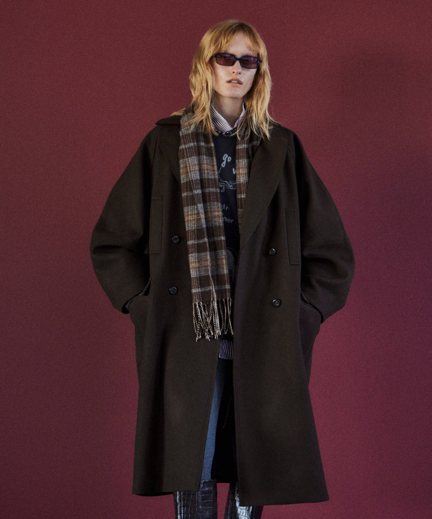 Super140's Balloon Sleeve Wool Long Coat