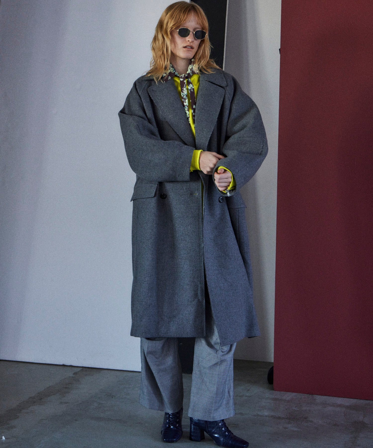 Super140's Balloon Sleeve Wool Long Coat