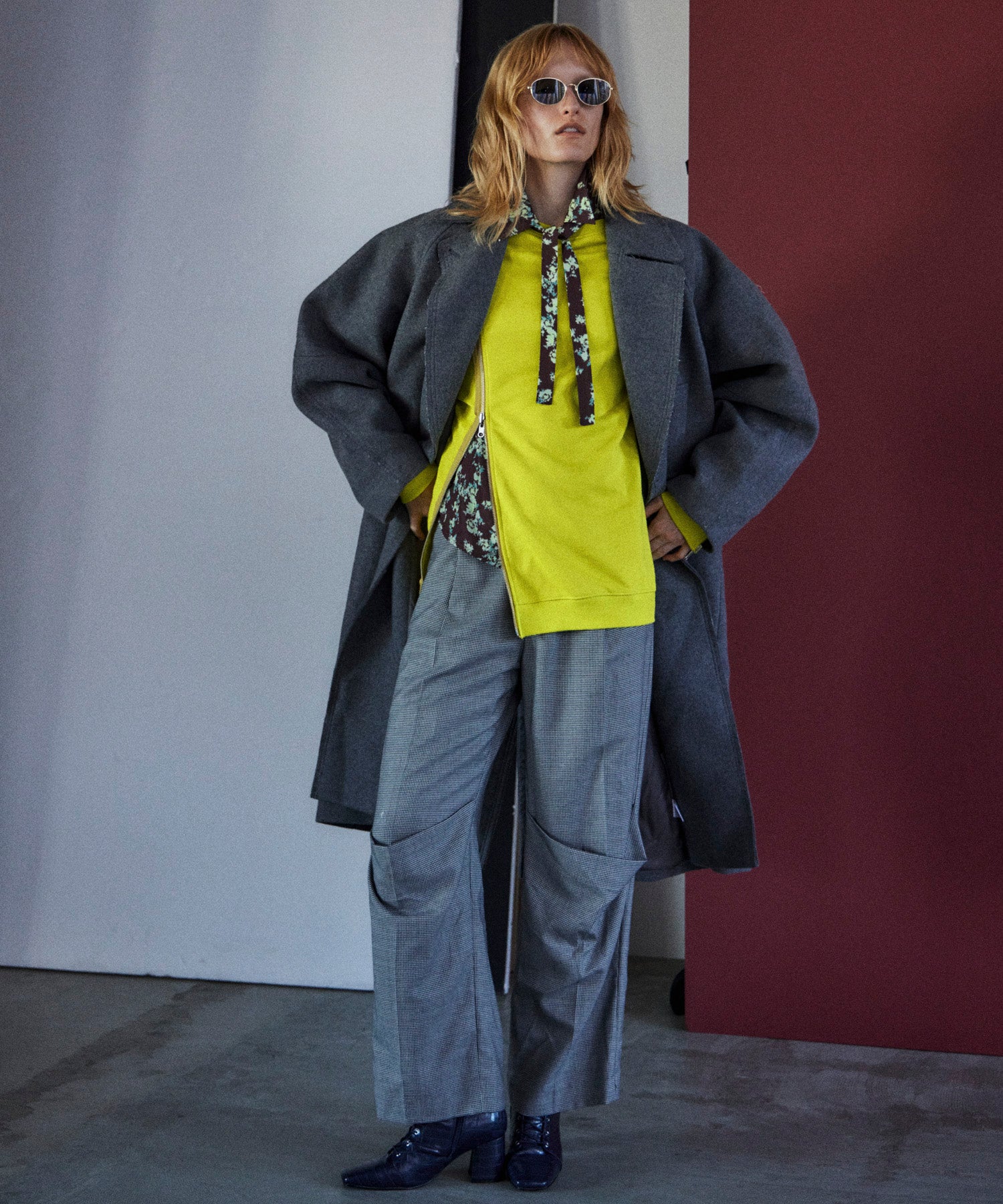 Super140's Balloon Sleeve Wool Long Coat