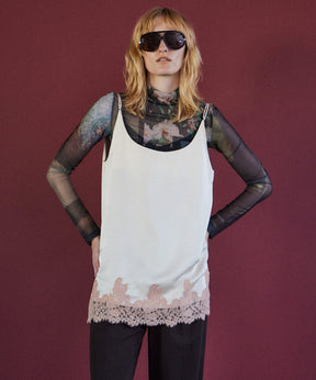 Photo Collage Sheer High Neck Top