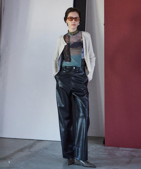 Photo Collage Sheer High Neck Top