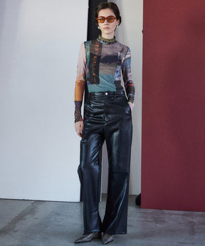 Photo Collage Sheer High Neck Top
