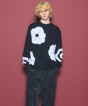 [26AW PRE-ORDER] Cotton Balfa Lace Prime Over Henley Neck Long Sleeve Knit T-shirt