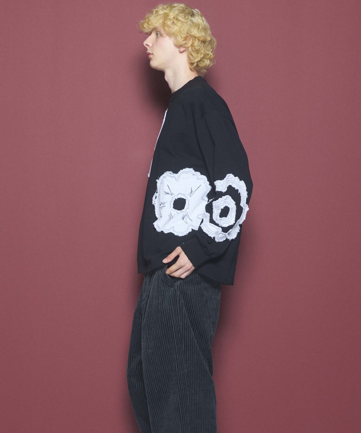 [26AW PRE-ORDER] Cotton Balfa Lace Prime Over Henley Neck Long Sleeve Knit T-shirt