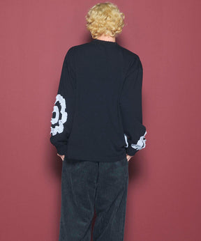 [26AW PRE-ORDER] Cotton Balfa Lace Prime Over Henley Neck Long Sleeve Knit T-shirt