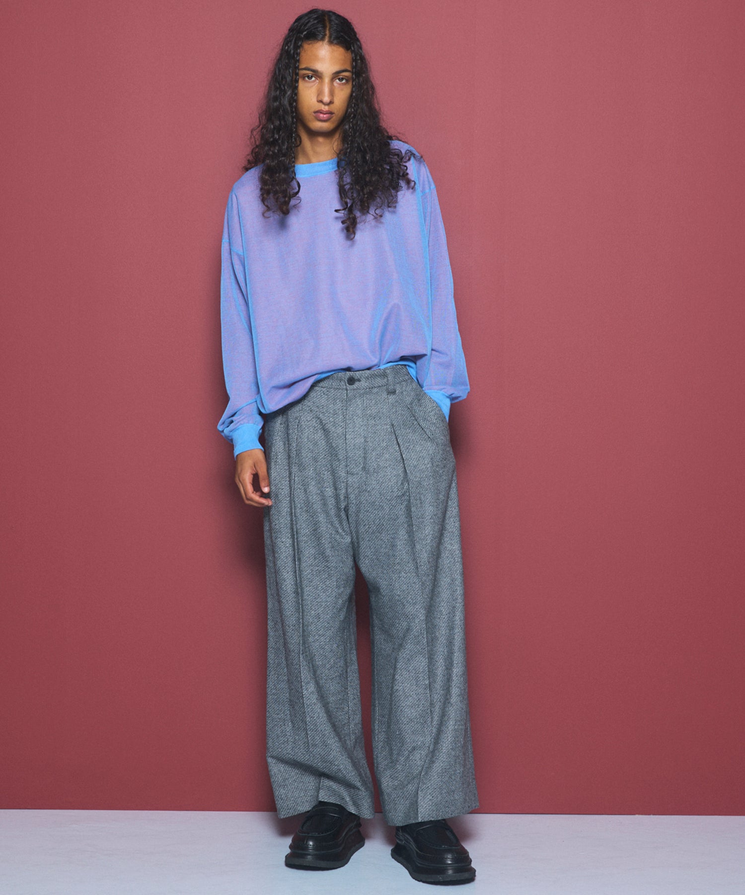 [Italian Dead Stock Fabric] Prime-Over Regular Collar Long Sleeve Shirt