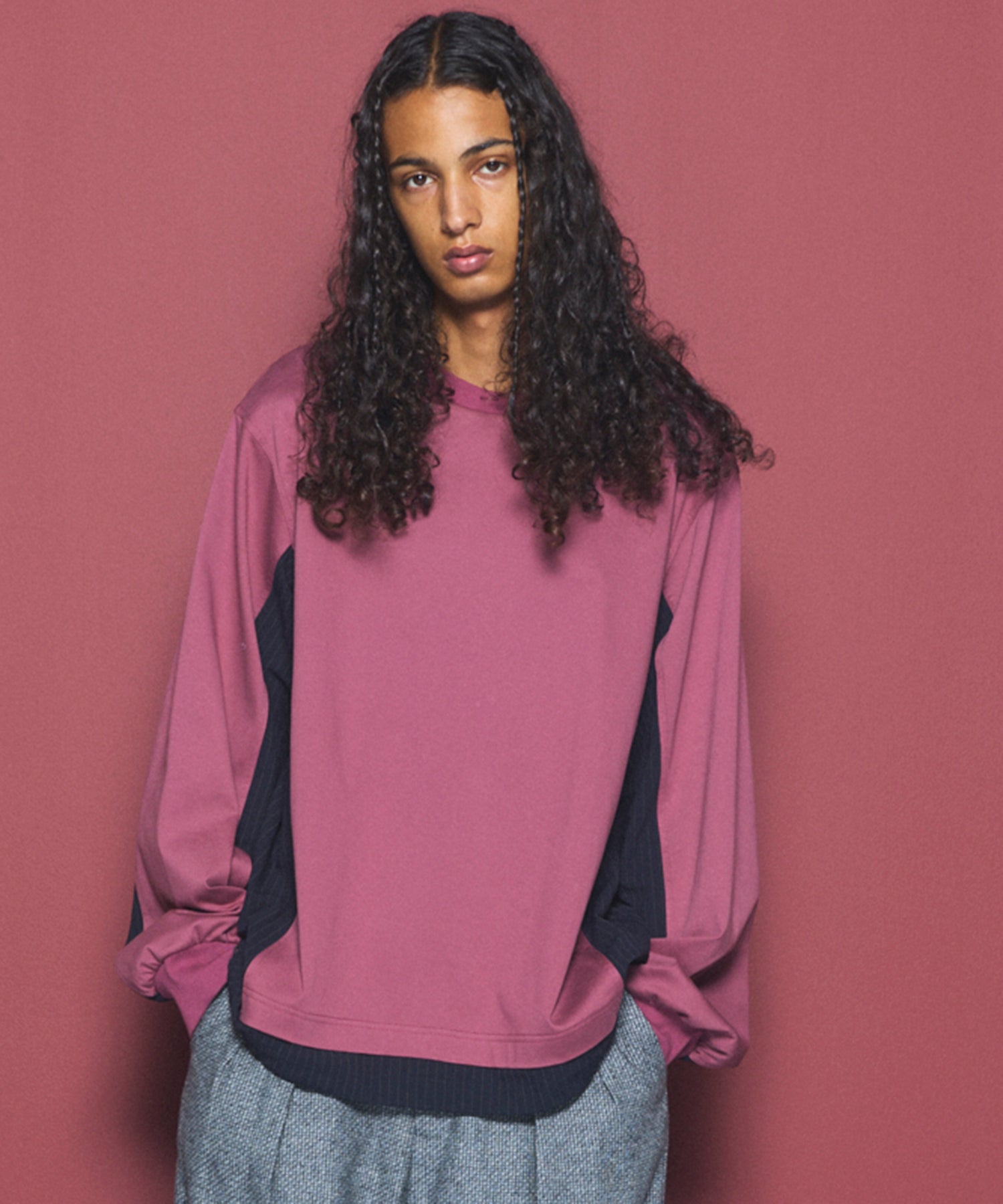 【26aw PRE-ORDER】纯棉巴尔法蕾丝超领亨利领长袖针织T恤