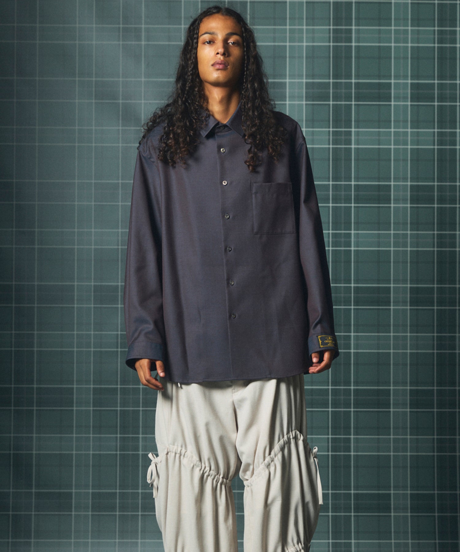 4 Colors Chambray Washable Wool Prime-Over Regular Collar Shirt