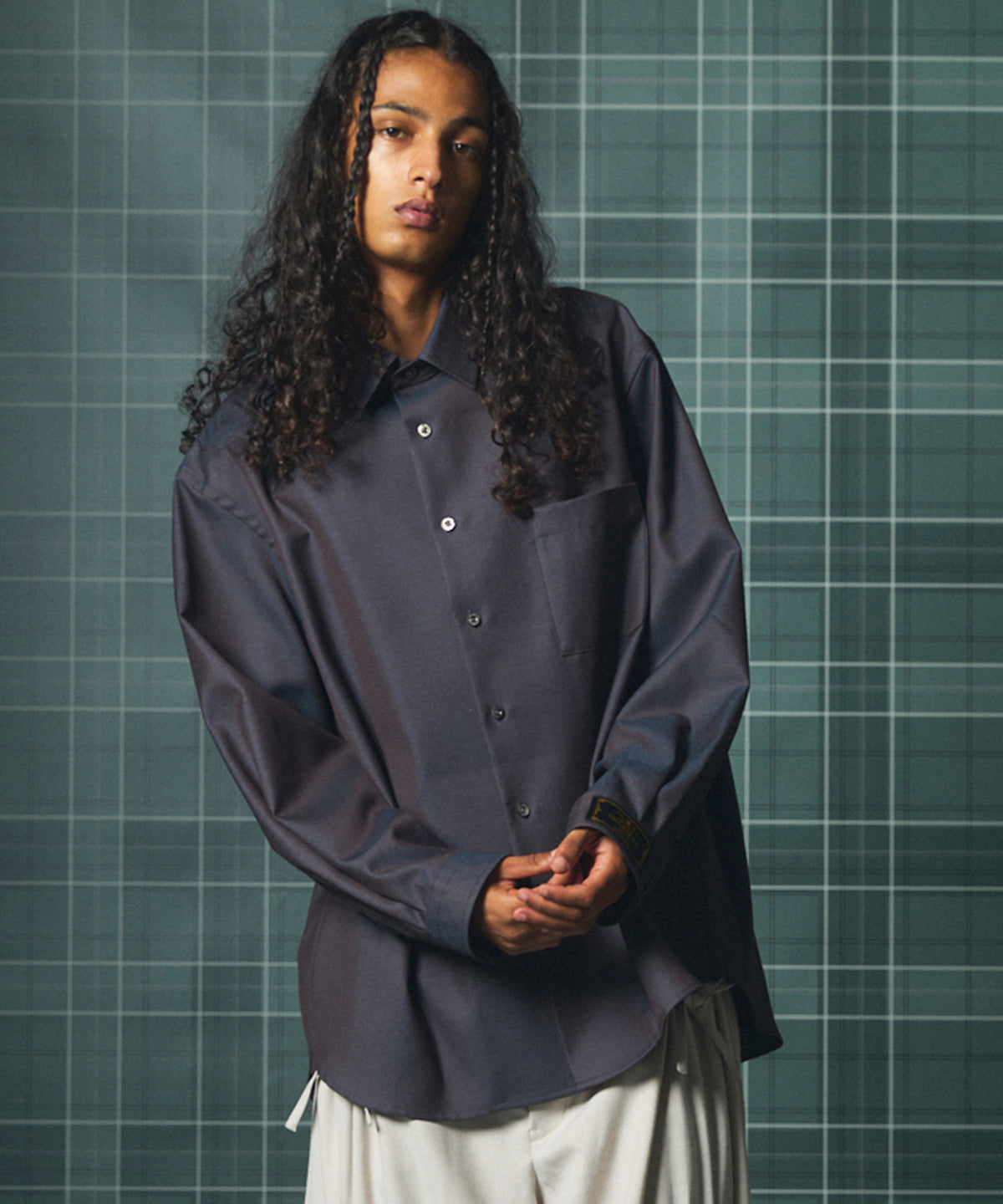 4 Colors Chambray Washable Wool Prime-Over Regular Collar Shirt