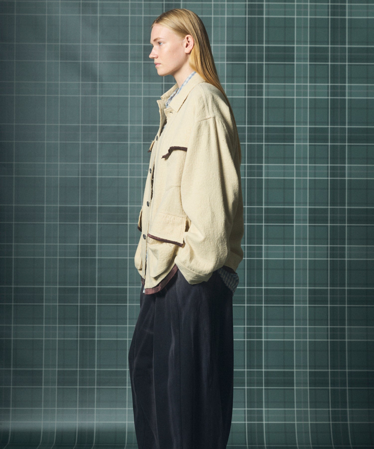 【26AW PRE-ORDER】ウールコットントリミングミックスプライムオーバーファティーグシャツジャケット