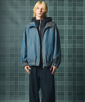 4 Colors Chambray Washable Wool Prime-Over Switching Stand Collar Blouson