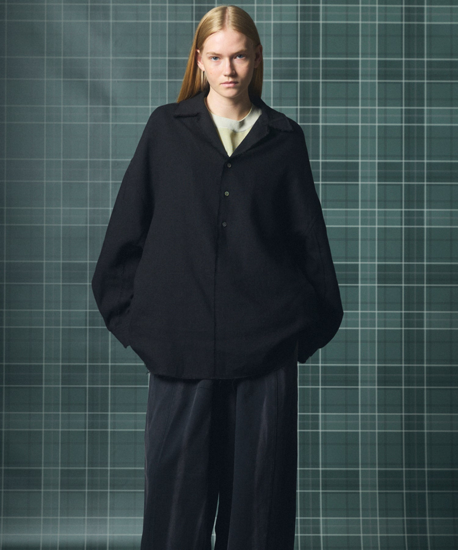【26AW PRE-ORDER】ディープフロントネックプライムオーバー3Bウールリネンスキッパーシャツ