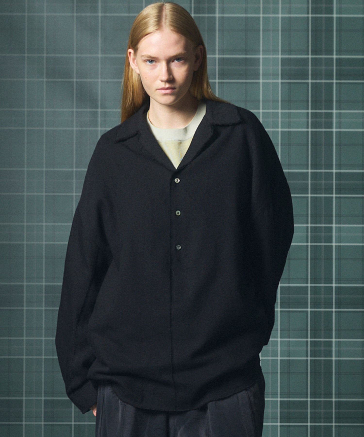 【26AW PRE-ORDER】ディープフロントネックプライムオーバー3Bウールリネンスキッパーシャツ