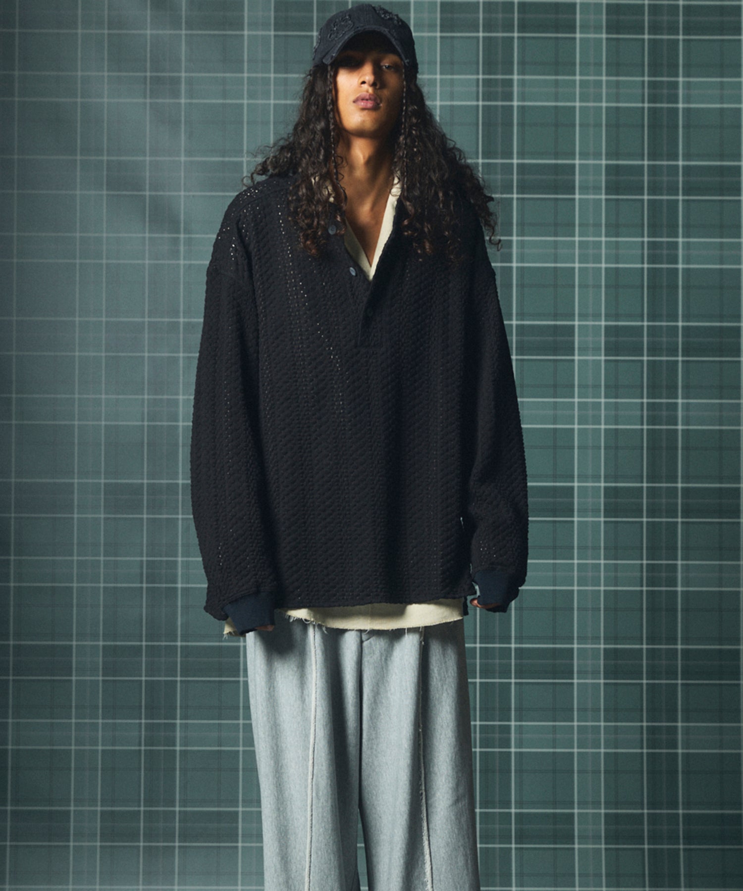 【26AW PRE-ORDER】コットンバルファレースプライムオーバーヘンリーネックロングスリーブニットTシャツ