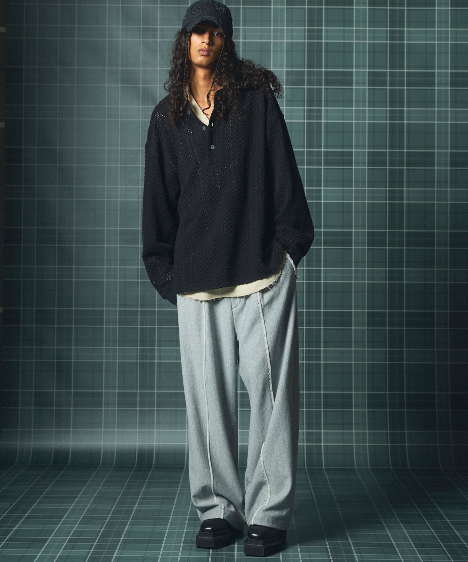 【26AW PRE-ORDER】コットンバルファレースプライムオーバーヘンリーネックロングスリーブニットTシャツ