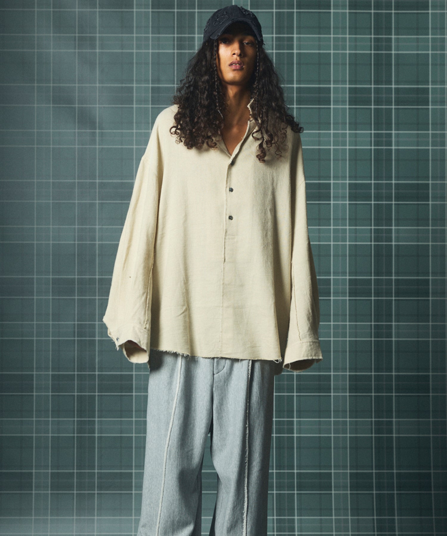【26AW PRE-ORDER】ディープフロントネックプライムオーバー3Bウールリネンスキッパーシャツ