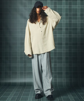 【26AW PRE-ORDER】ディープフロントネックプライムオーバー3Bウールリネンスキッパーシャツ