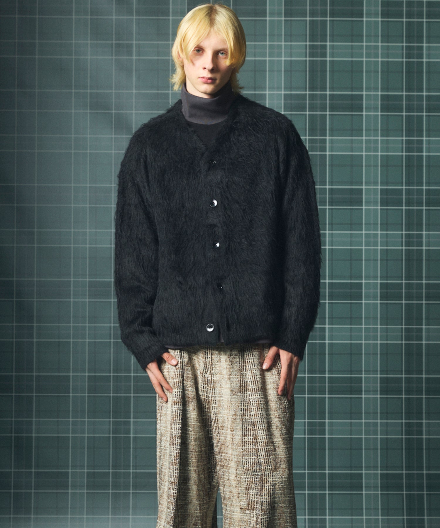 【26AW PRE-ORDER】シャギーニットプライムオーバーYネックカーディガン