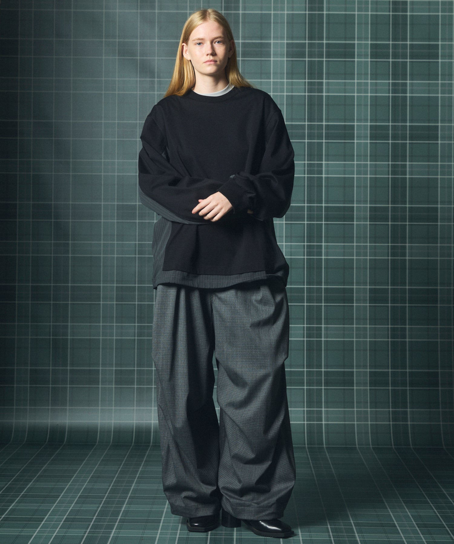 【26aw PRE-ORDER】纯棉巴尔法蕾丝超领亨利领长袖针织T恤