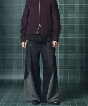 Different Material Docking Prime-Wide Denim Pants
