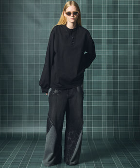 Different Material Docking Prime-Wide Denim Pants