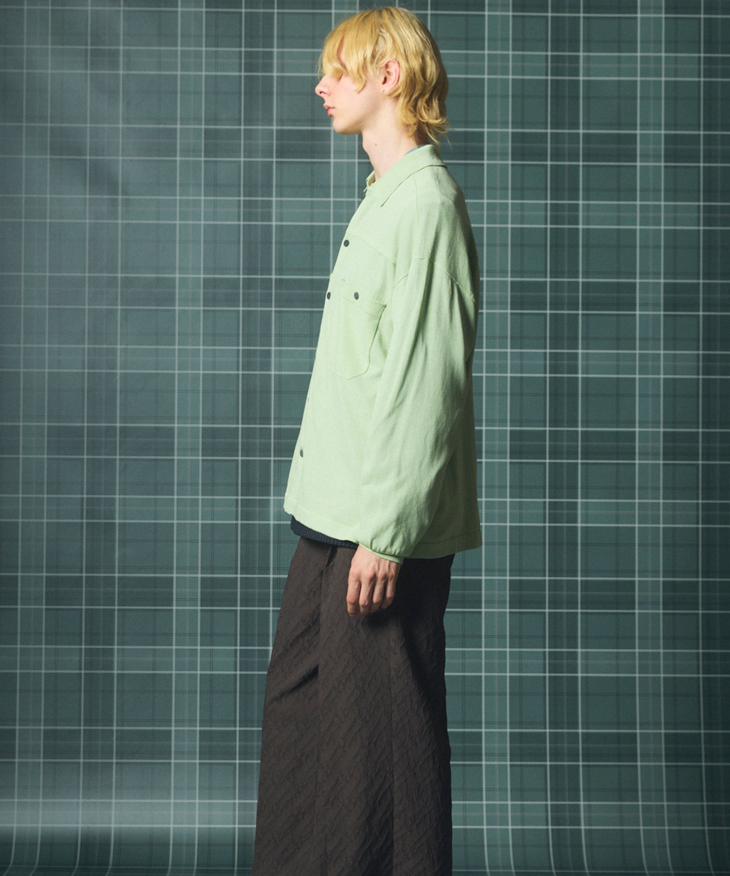 Airy Striped Gabardine Prime-Over Short-sleeved Shirt
