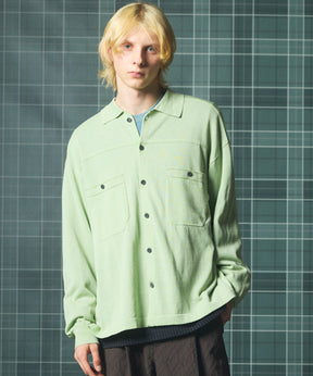 Airy Striped Gabardine Prime-Over Short-sleeved Shirt