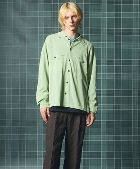 Airy Striped Gabardine Prime-Over Short-sleeved Shirt