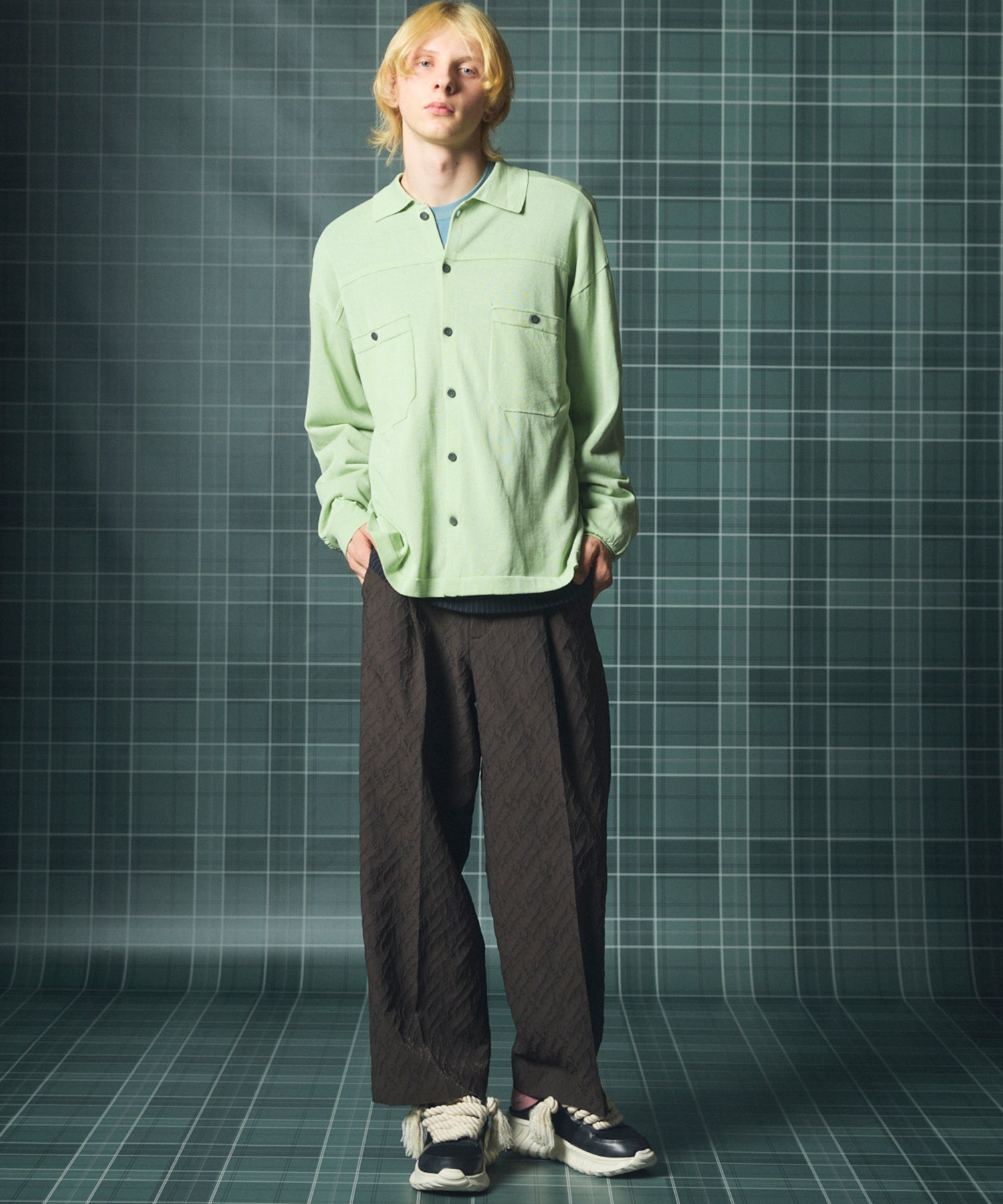Airy Striped Gabardine Prime-Over Short-sleeved Shirt