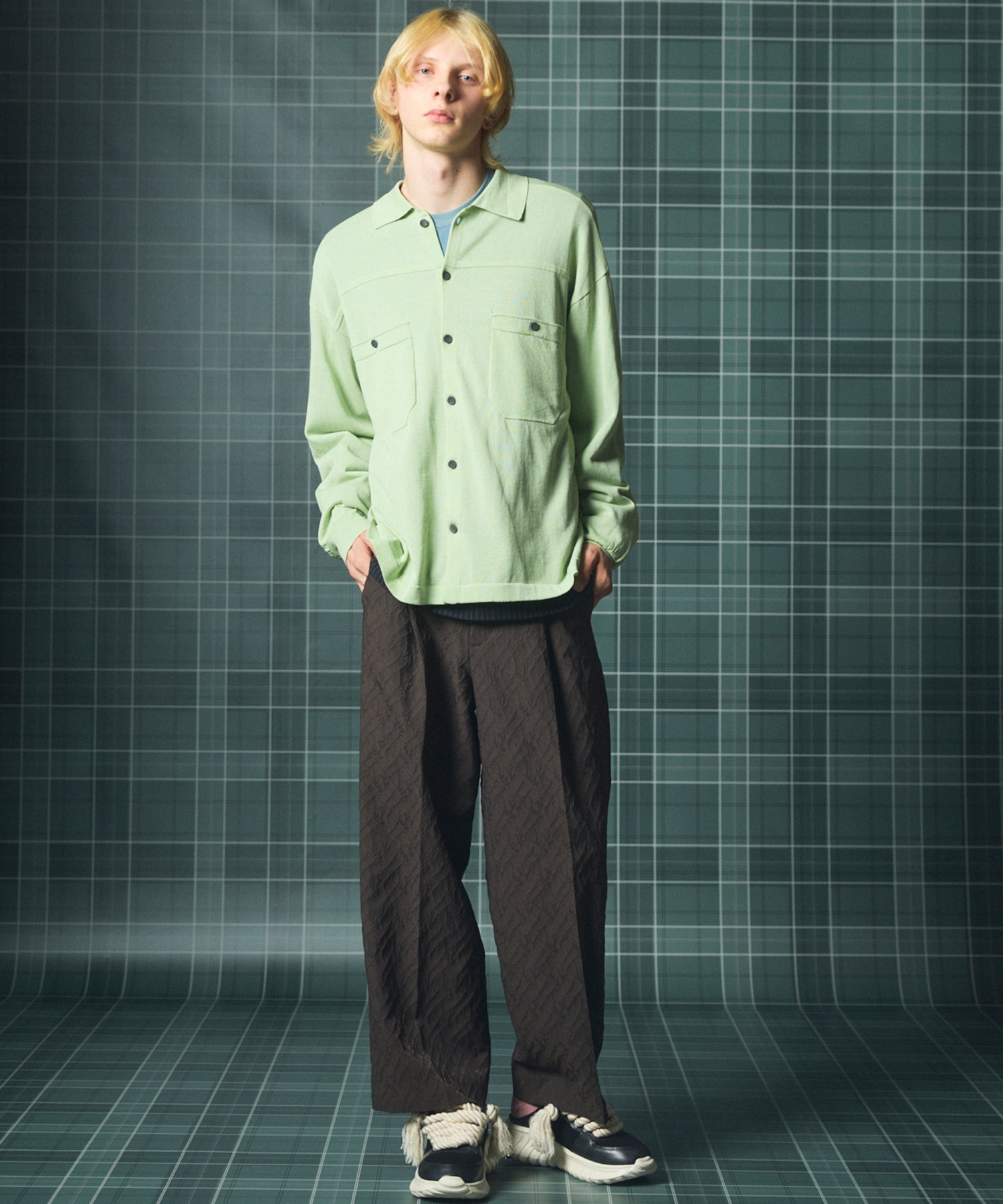 【26aw PRE-ORDER】纯棉巴尔法蕾丝超领亨利领长袖针织T恤