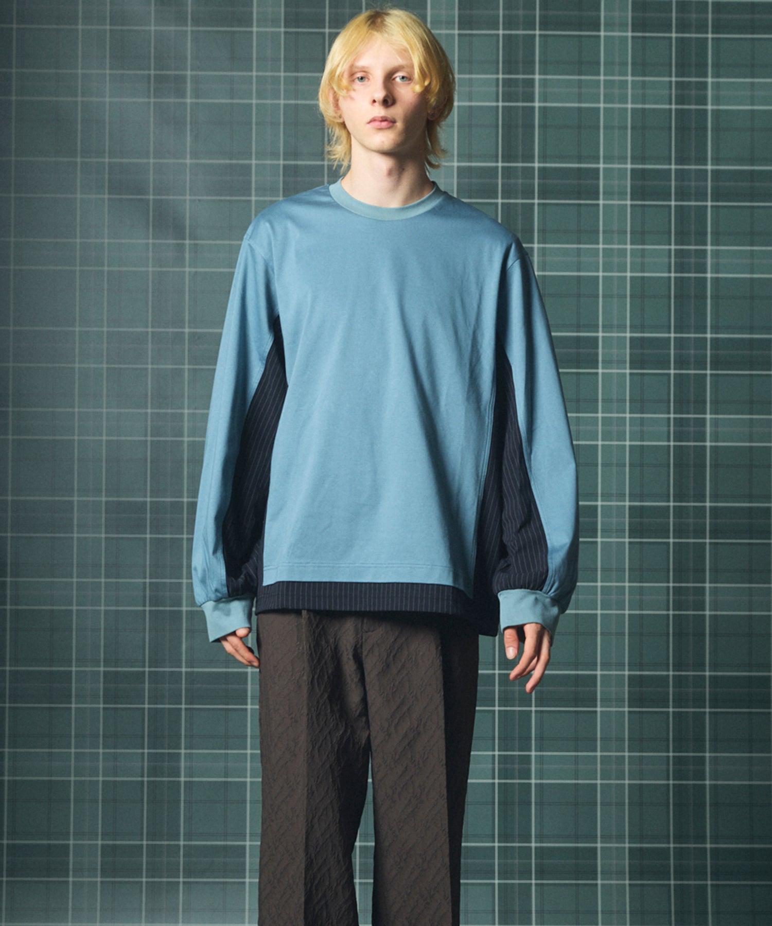 【26aw PRE-ORDER】纯棉巴尔法蕾丝超领亨利领长袖针织T恤