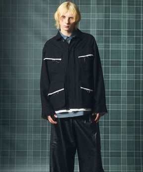 【26AW PRE-ORDER】ウールコットントリミングミックスプライムオーバーファティーグシャツジャケット