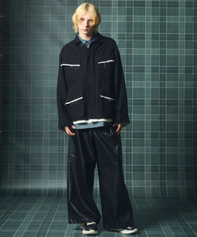 Artificial Leather Pin-Tuck Wide Pants
