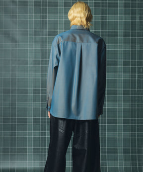 4 Colors Chambray Washable Wool Prime-Over Regular Collar Shirt
