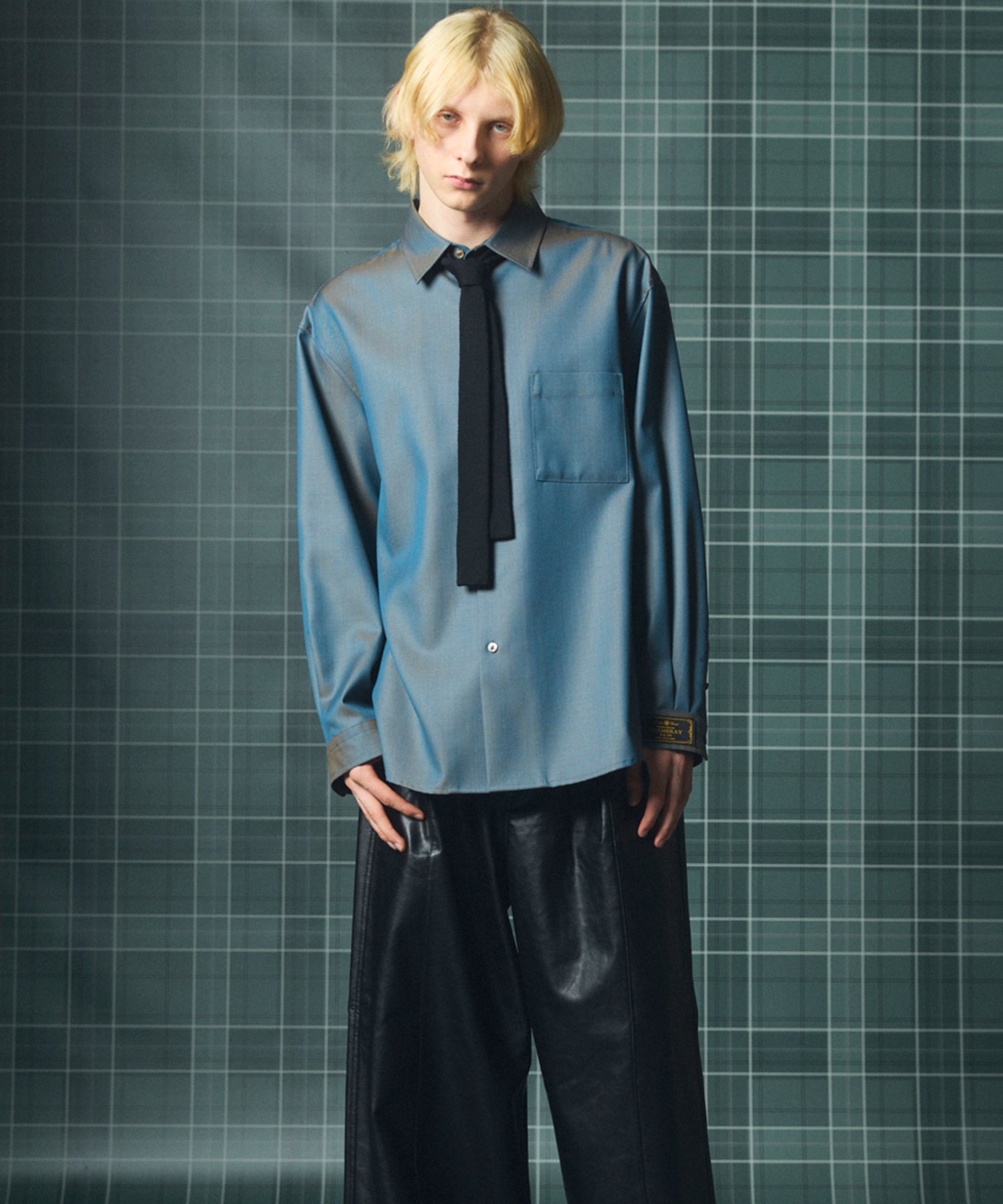 4 Colors Chambray Washable Wool Prime-Over Regular Collar Shirt