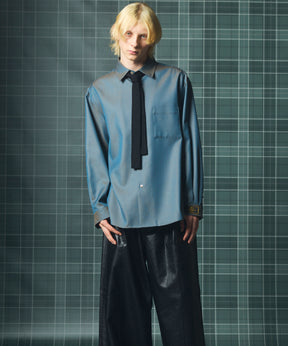 4 Colors Chambray Washable Wool Prime-Over Regular Collar Shirt