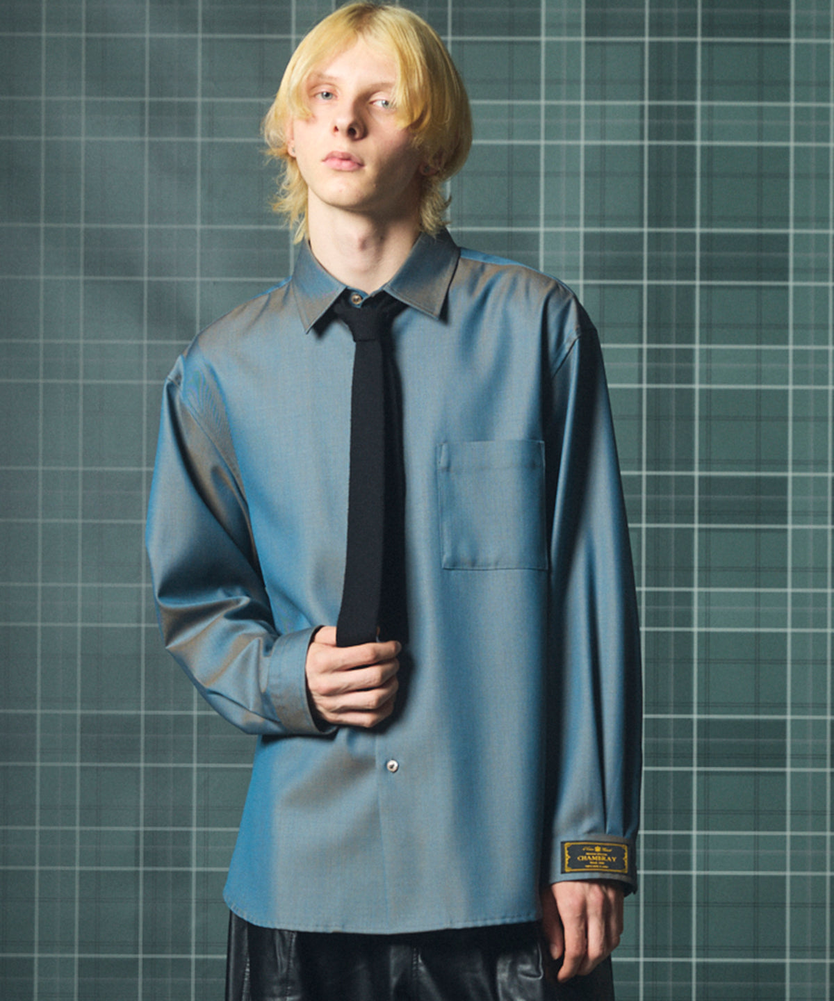 4 Colors Chambray Washable Wool Prime-Over Regular Collar Shirt
