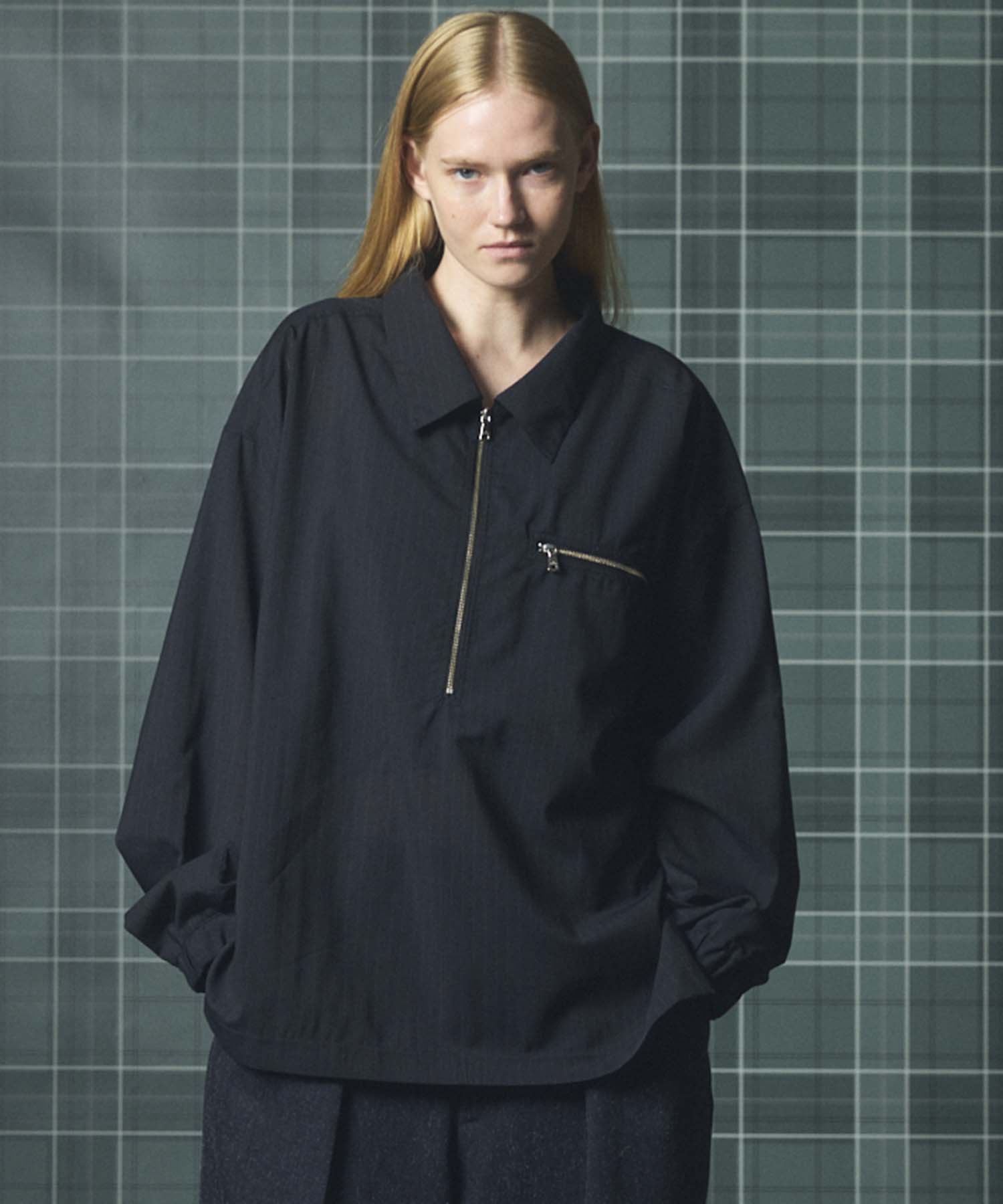 Airy Striped Gabardine Prime-Over Short-sleeved Shirt