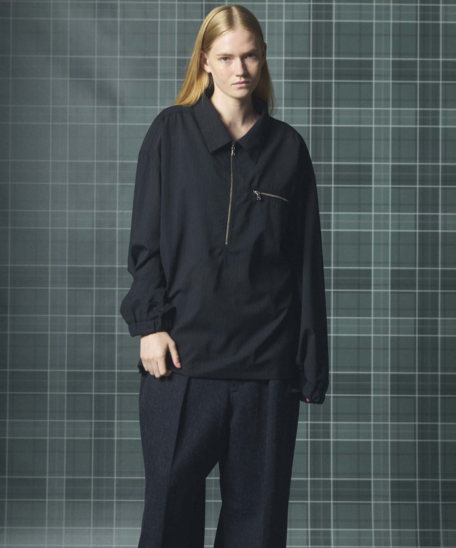 Airy Striped Gabardine Prime-Over Short-sleeved Shirt