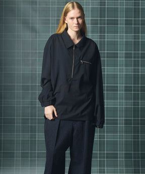 Airy Striped Gabardine Prime-Over Short-sleeved Shirt