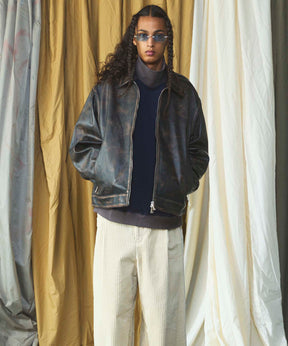 Sheep Leather Single Riders Collared Jacket