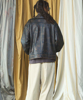 Sheep Leather Single Riders Collared Jacket