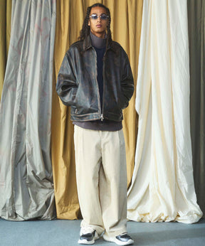 Sheep Leather Single Riders Collared Jacket