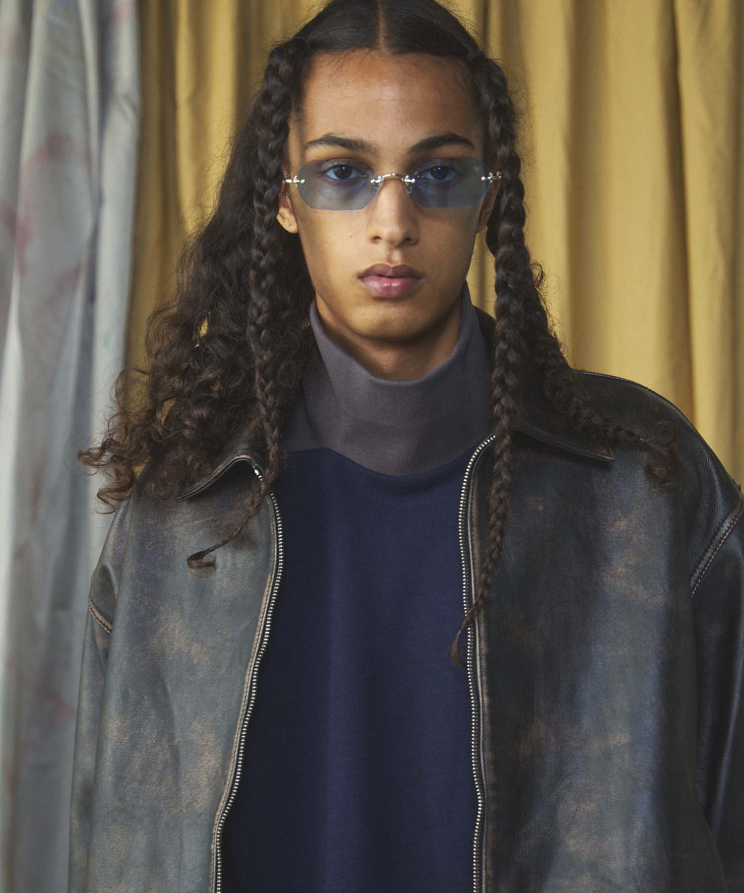 Sheep Leather Single Riders Collared Jacket