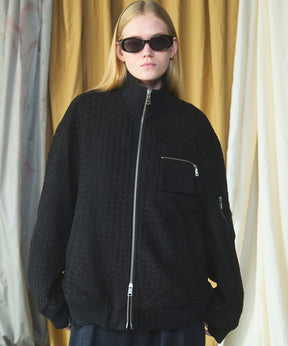 【26AW PRE-ORDER】アーティフィシャルスウェードテープニッティングプライムオーバースタンドブルゾン