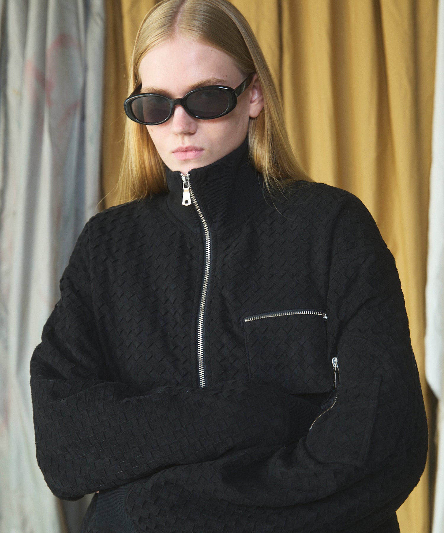 【26AW PRE-ORDER】アーティフィシャルスウェードテープニッティングプライムオーバースタンドブルゾン