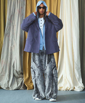 Denim Switching Wide Cargo Alien Pants