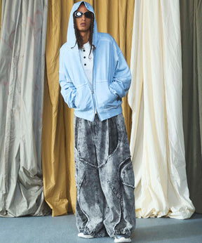 Denim Switching Wide Cargo Alien Pants