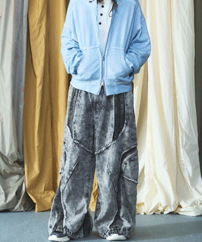 Denim Switching Wide Cargo Alien Pants