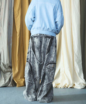 Denim Switching Wide Cargo Alien Pants